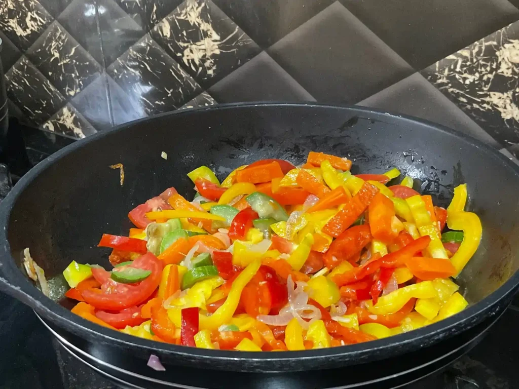 Yellow And Red Bell Peppers Mixing