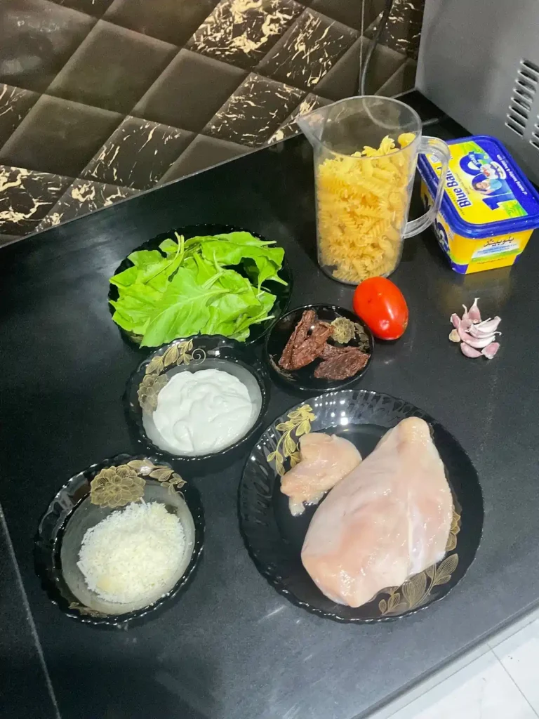 Ingredients Of Creamy Tuscan Chicken Fusilli Pasta